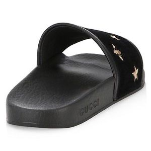 🚨 GUCCI Velvet Embroidered Pursuit Slides